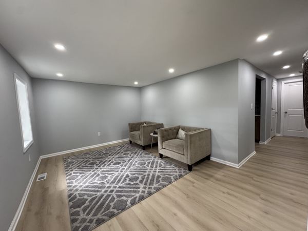 Bright living room with luxury vinyl plank floors
